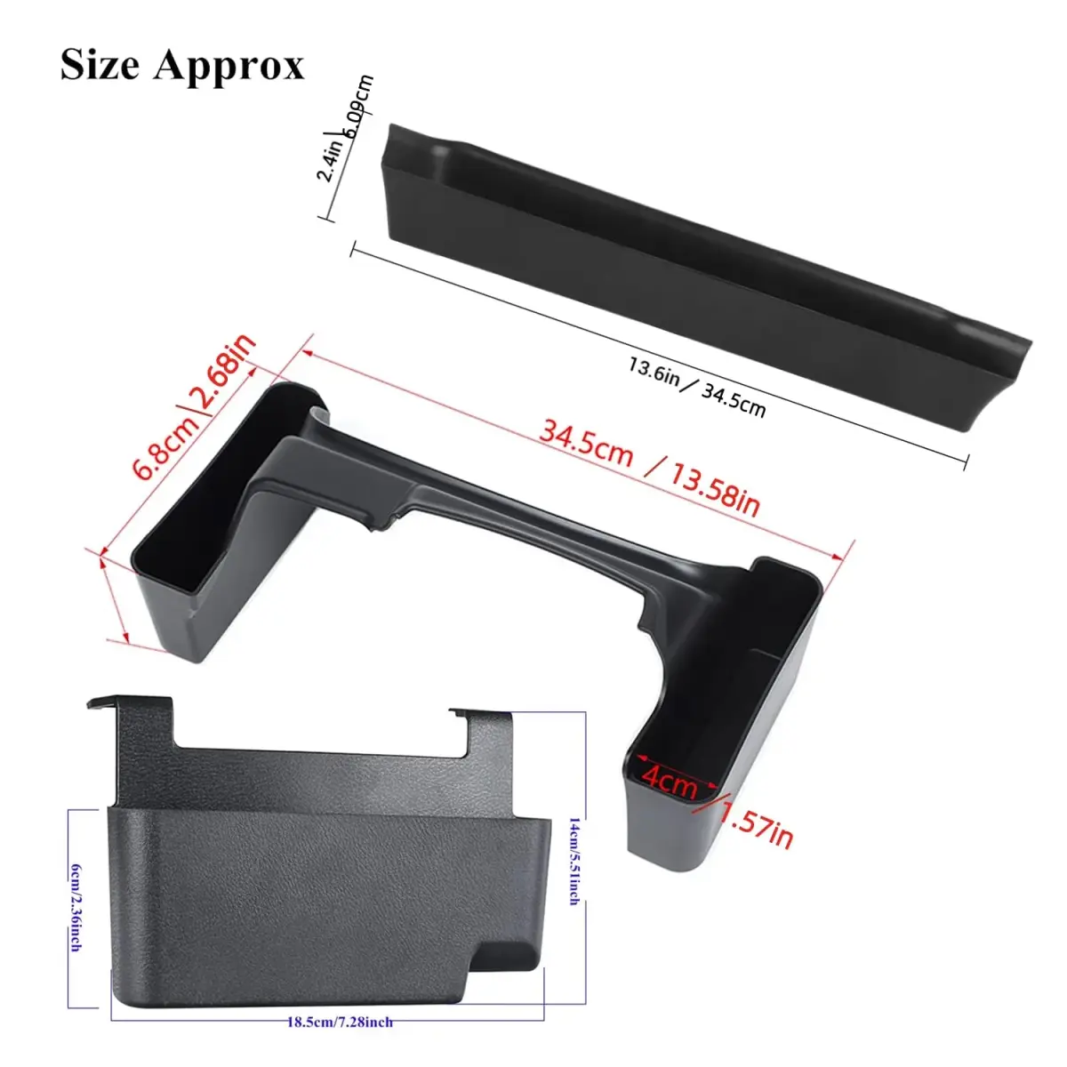 YOCTM Interior Organizer 3-Pack for Jeep Wrangler JL JT Gladiator 2024-2026 | Passenger Grab Tray, Shifter Side Tray, Armrest Storage Box - view 7