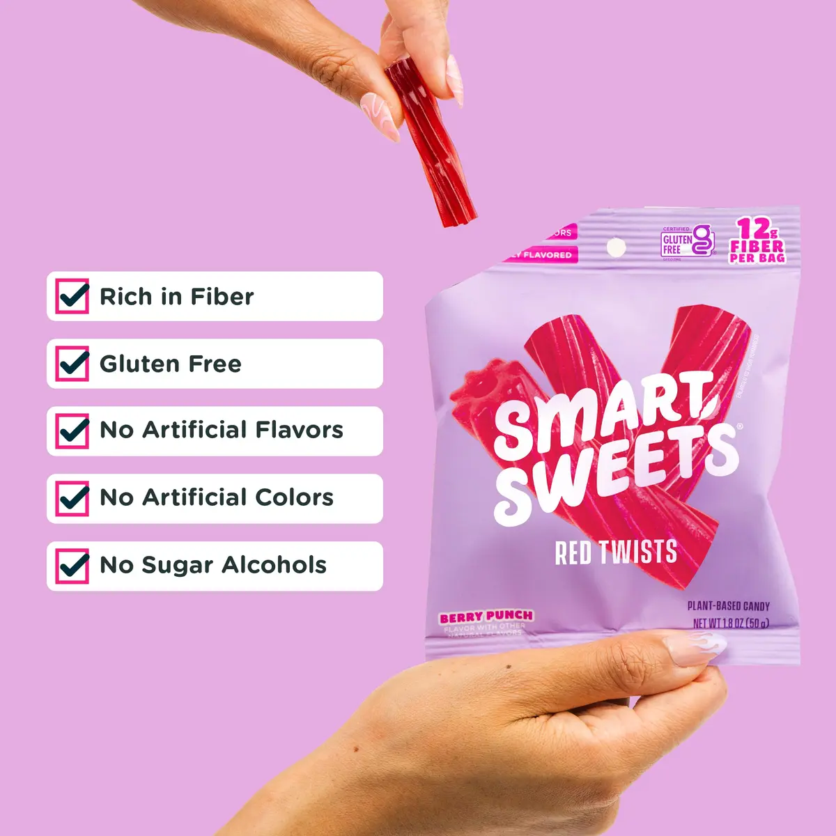 PRIME NUTRITION SMART Sweets RED Twists 4 Pack | Plant-Based Vegan Keto Friendly Snack - view 2