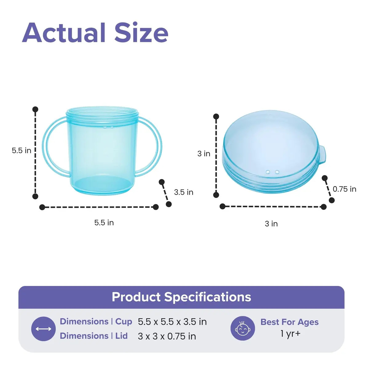 TalkTools Recessed Lid Cup with Handles, 177ml (6 fl oz) Light Blue | Promotes Oral Motor Skills & Lip Closure - view 4