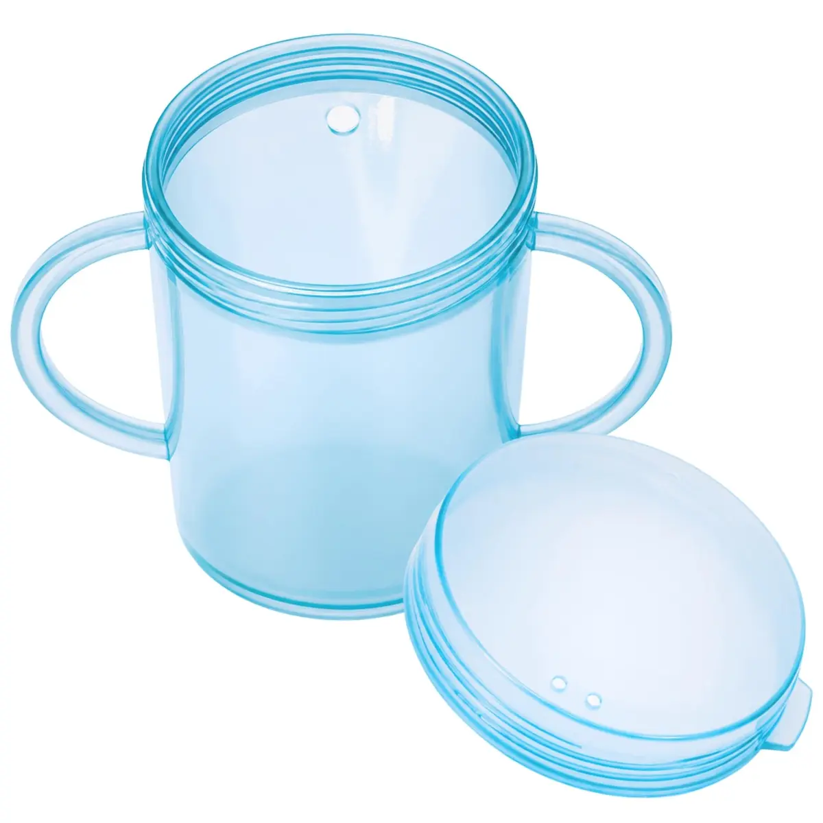 TalkTools Recessed Lid Cup with Handles, 177ml (6 fl oz) Light Blue | Promotes Oral Motor Skills & Lip Closure - main product image
