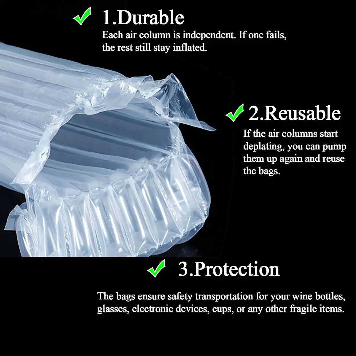 AKLVBL Wine Bottle Protector Bags 10 Pack Bubble Cushion Wrap | Protects Glass Bottles During Travel & Shipping - view 5