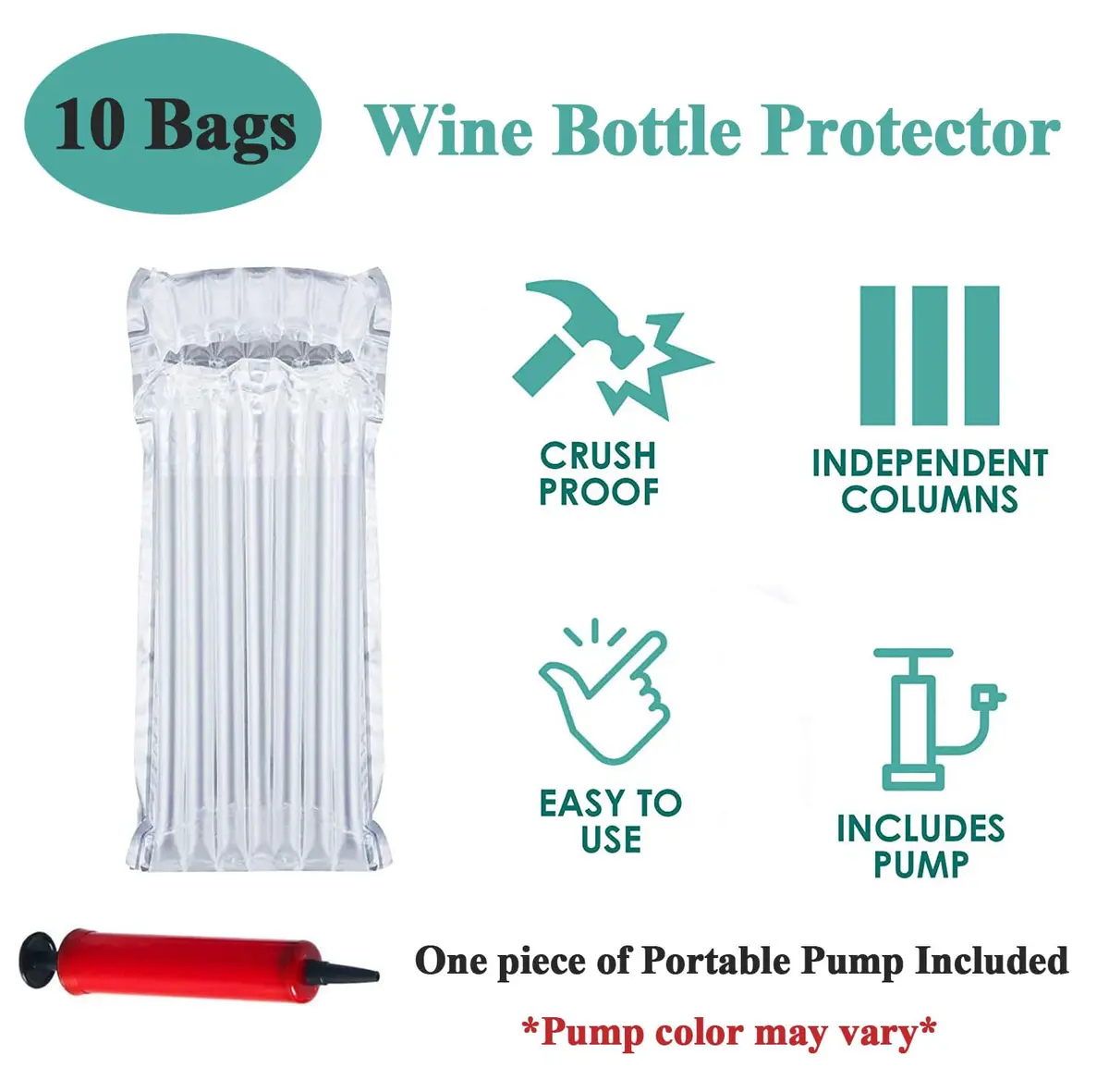 AKLVBL Wine Bottle Protector Bags 10 Pack Bubble Cushion Wrap | Protects Glass Bottles During Travel & Shipping - view 3