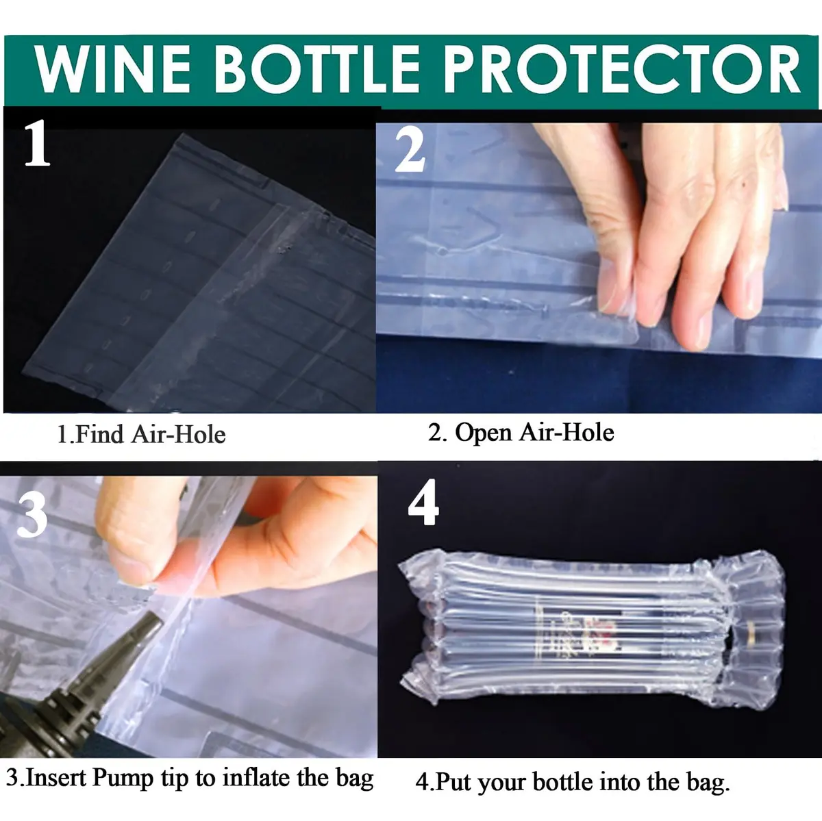 AKLVBL Wine Bottle Protector Bags 10 Pack Bubble Cushion Wrap | Protects Glass Bottles During Travel & Shipping - view 4