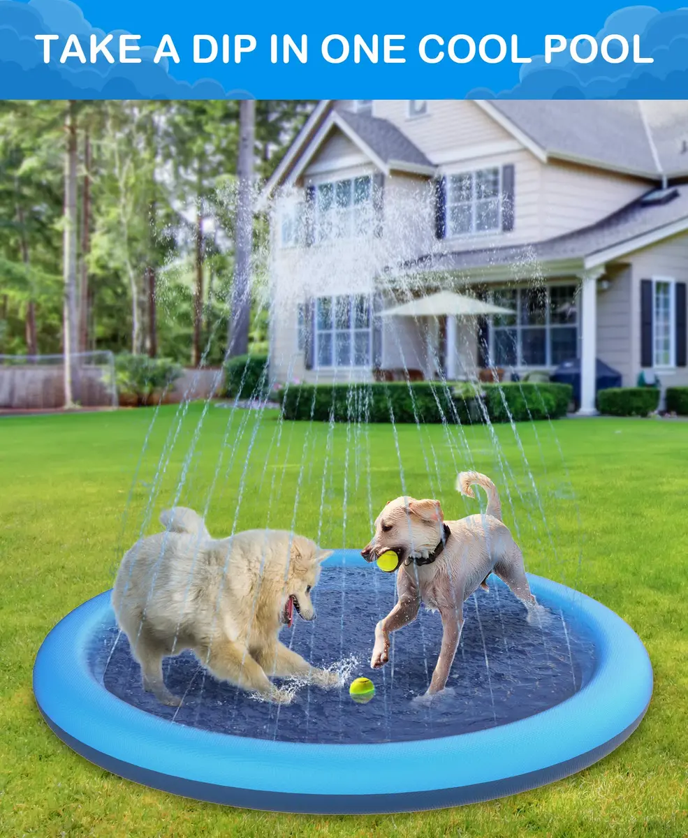 Peteast Dog Pool, Anti-Slip Splash Pad for Dogs, 59 in | Summer Hydration & Fun - view 2