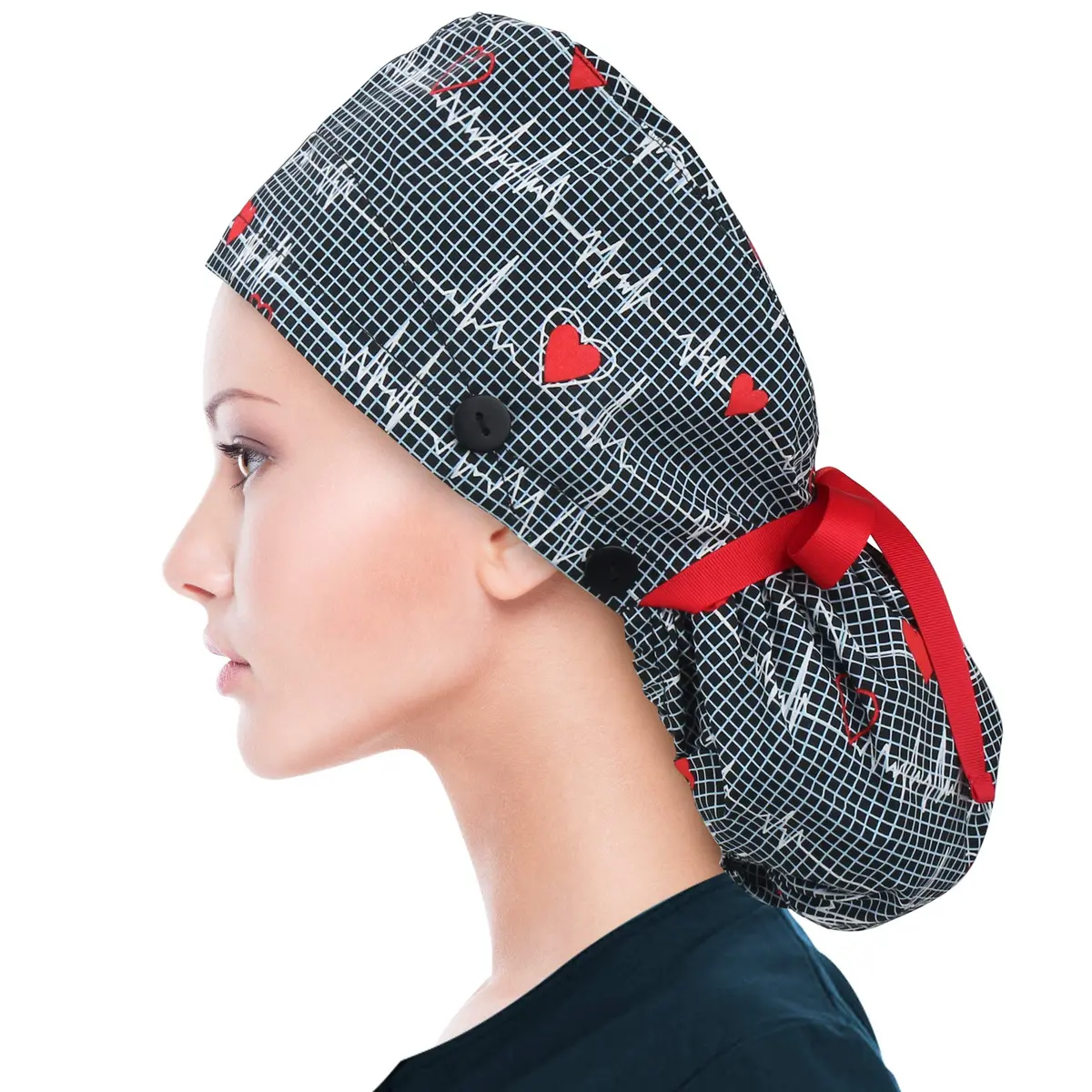ABAMERICA Surgical Nurse Cap for Women | Breathable, Satin-Lined Ponytail Holder (Size Adjustable) - main product image