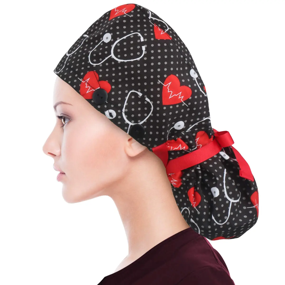 ABAMERICA Scrub Caps for Women Surgical Caps Nurse Hat Functional Ponytail Holder for Long Hair Single or Satin-Lined | Breathable, Adjustable Fit - main product image