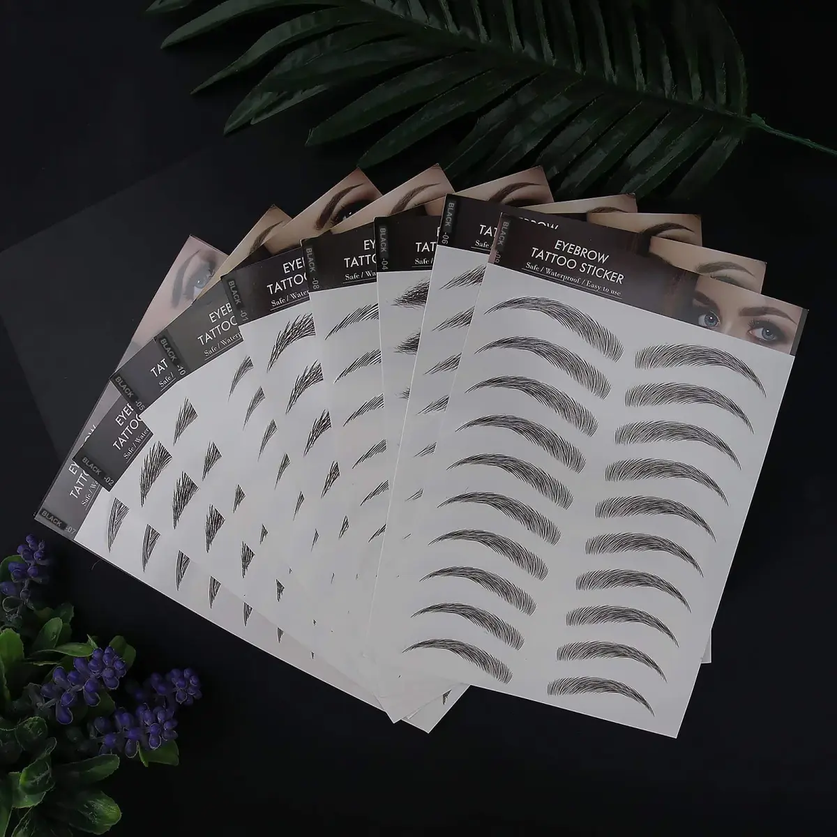 Micro Traders 6D Eyebrow Stickers 100 Pairs (10 Sheets) | Natural Hair-Like Waterproof Eyebrow Tattoos - view 8