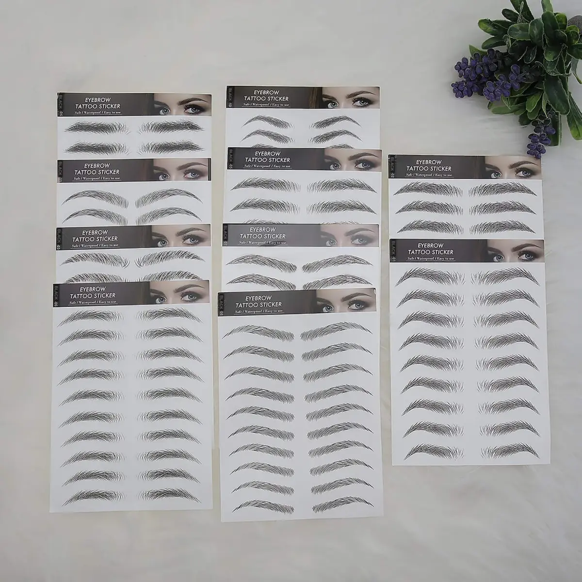 Micro Traders 6D Eyebrow Stickers 100 Pairs (10 Sheets) | Natural Hair-Like Waterproof Eyebrow Tattoos - view 9