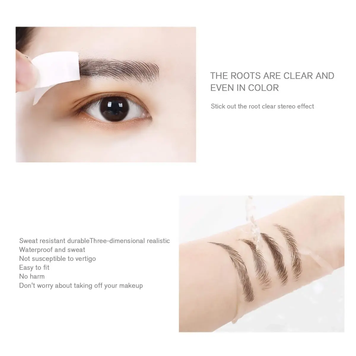 Micro Traders 6D Eyebrow Stickers 100 Pairs (10 Sheets) | Natural Hair-Like Waterproof Eyebrow Tattoos - view 3