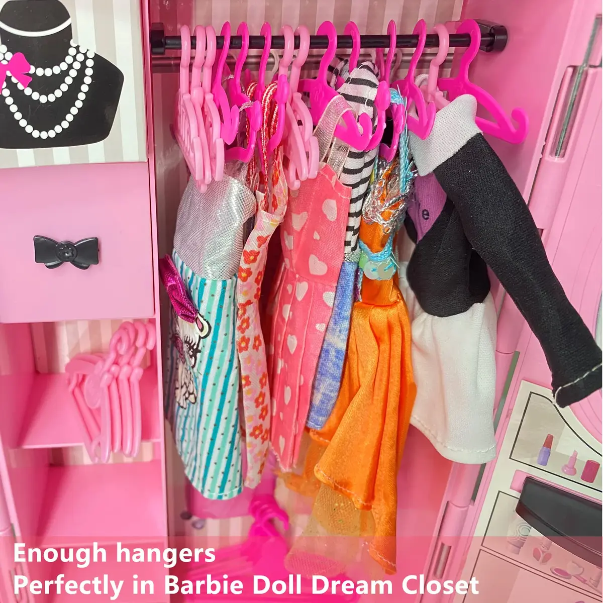 HighFun 50PCS Doll Hangers for Barbie Hangers for Doll Clothes 11.5 inch | Pink Lovely Box Storage for Girls - view 2