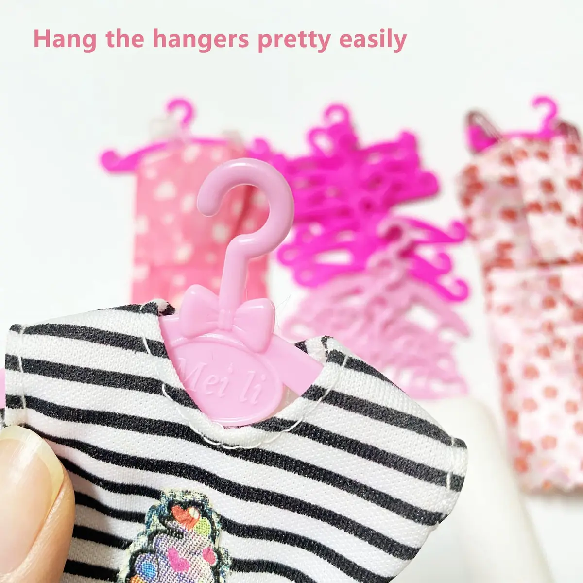 HighFun 50PCS Doll Hangers for Barbie Hangers for Doll Clothes 11.5 inch | Pink Lovely Box Storage for Girls - view 3