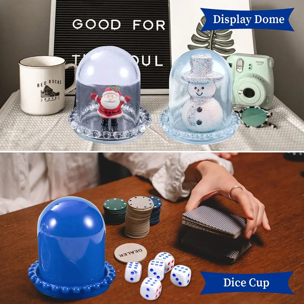 Wehous Cloche Bell Jar Display Dome Resin Mold with Base Dice Cup | Elegant Jewelry & Craft Showcase (120 chars) - view 6