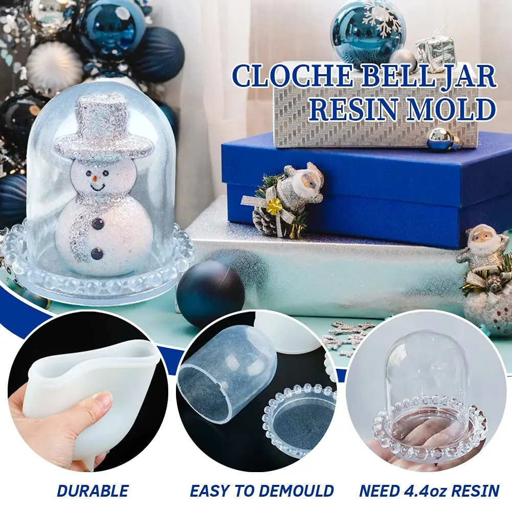 Wehous Cloche Bell Jar Display Dome Resin Mold with Base Dice Cup | Elegant Jewelry & Craft Showcase (120 chars) - view 3