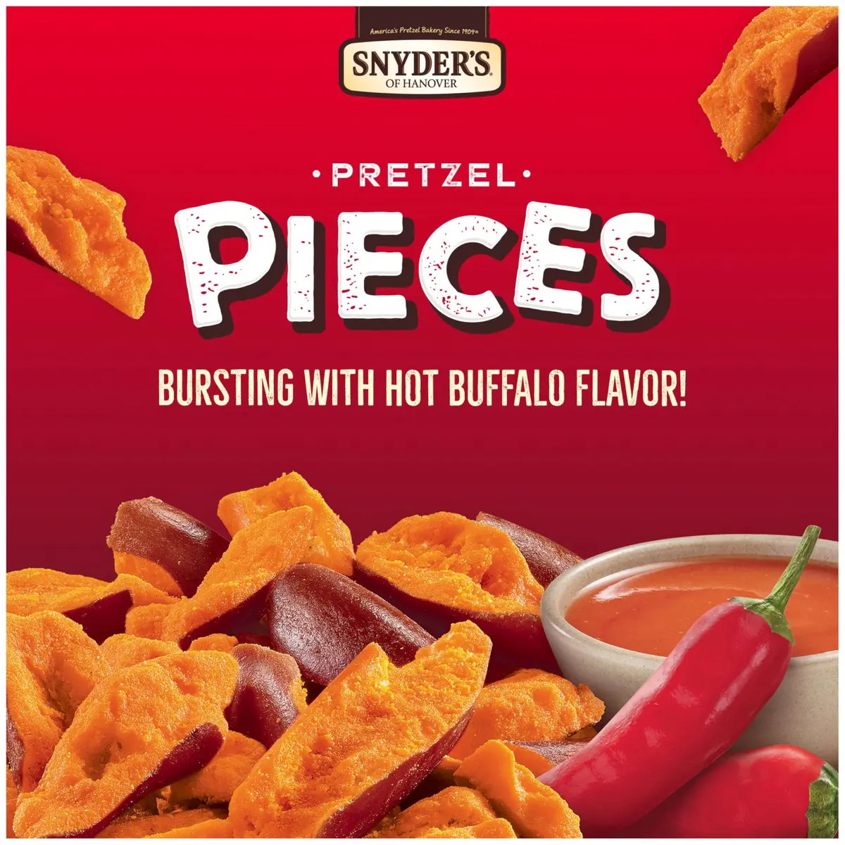 Snyder's of Hanover Hot Buffalo Wing Pretzel Pieces | Crunchy, Spicy Snack, 19.5oz (6 Pack) - view 4
