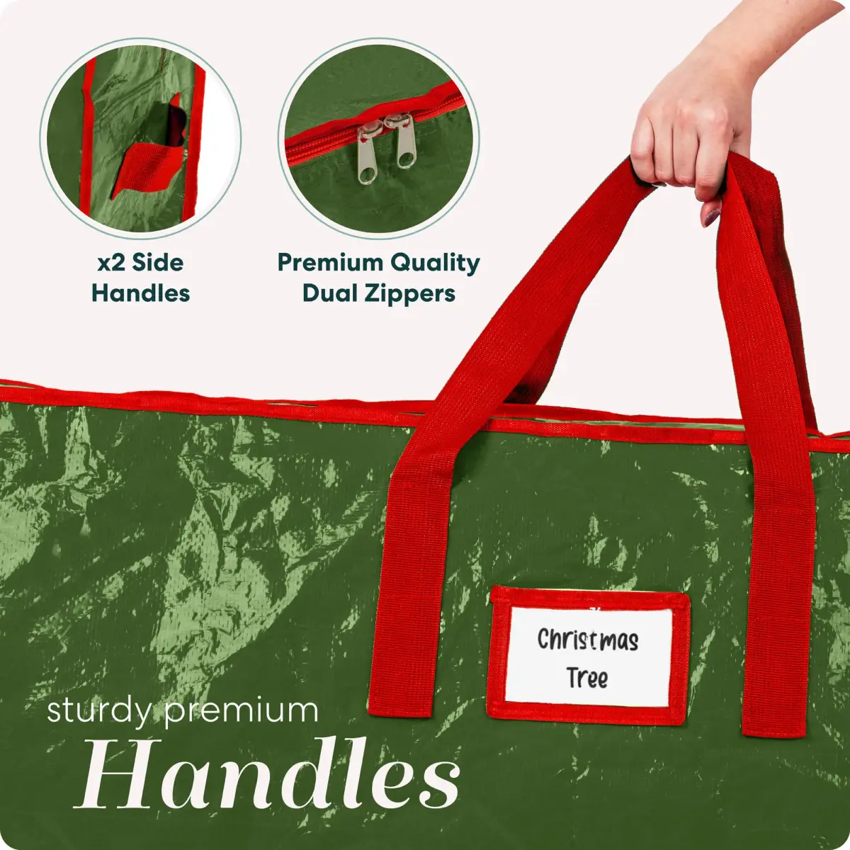 Handy Laundry Christmas Tree Storage Bag for 9 Foot Artificial Trees | Durable Waterproof Green Bag with Handles - view 5