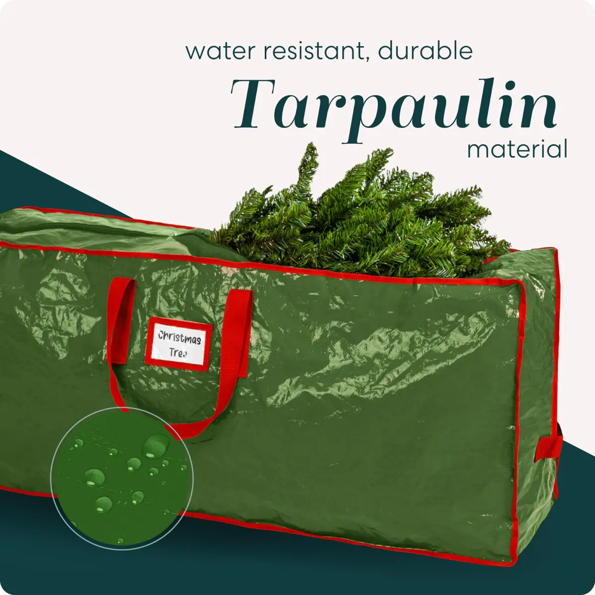 Handy Laundry Christmas Tree Storage Bag for 9 Foot Artificial Trees | Durable Waterproof Green Bag with Handles - view 4