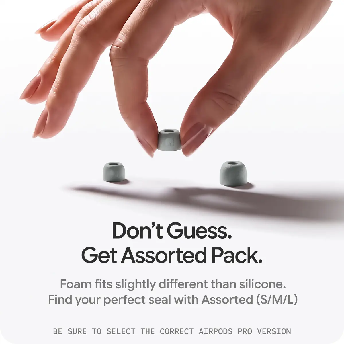 AutoLine Pro FoamMasters Premium Memory Foam Ear Tips for AirPods Pro 1&2 Gray, S/M/L | Ergonomic Fit & Noise Isolation - view 8
