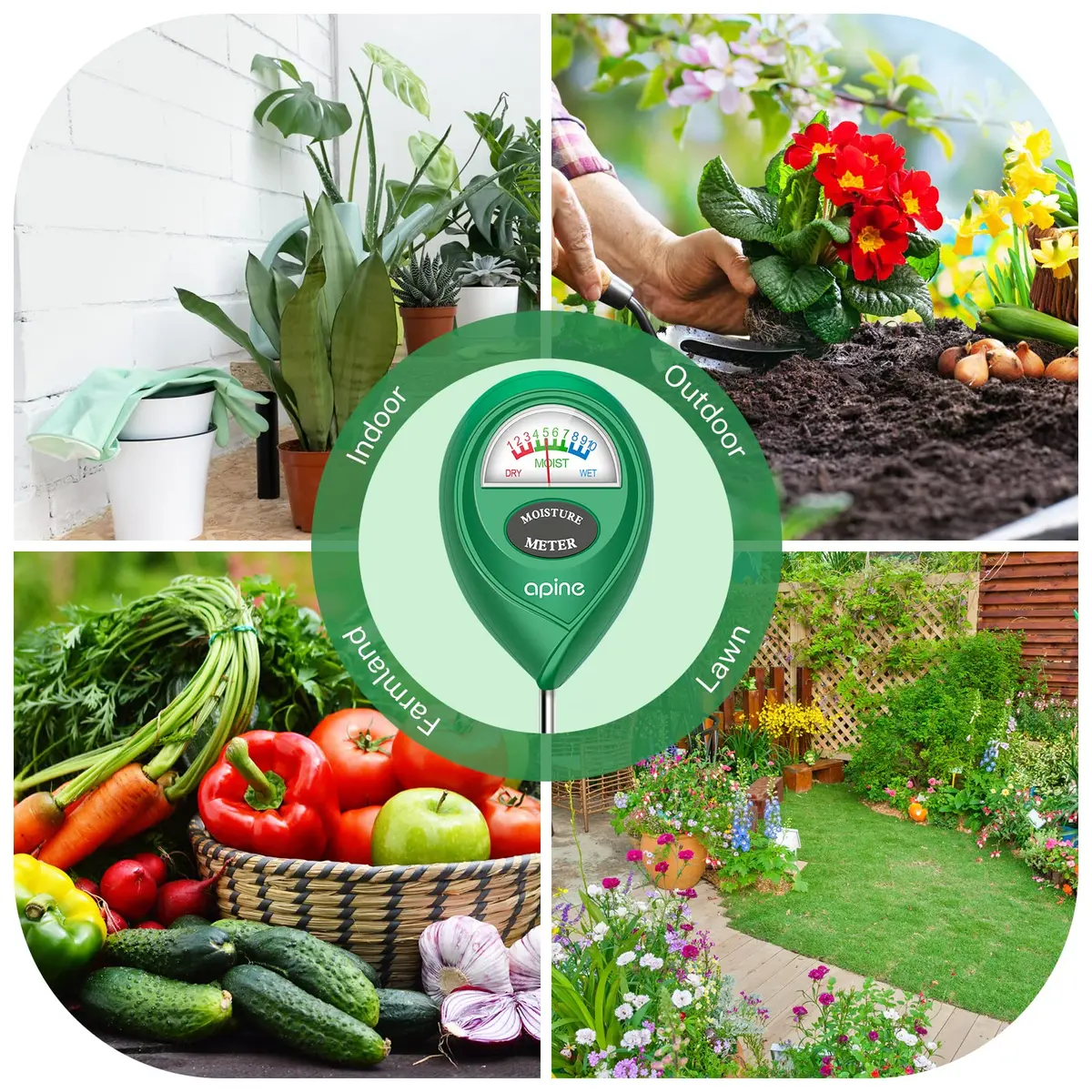 apine Soil Moisture Meter for Indoor/Outdoor Plants | Green, 26 cm (10.24 in) Probe - view 6