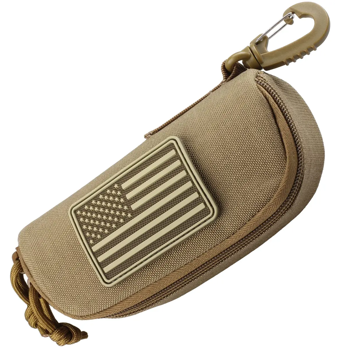 WYNEX Tactical Molle Glasses Pouch with Carabiner & Flag Patch, Shockproof Eyeglass Case for Sunglasses Goggles 16.5cm (6.5") - main product image