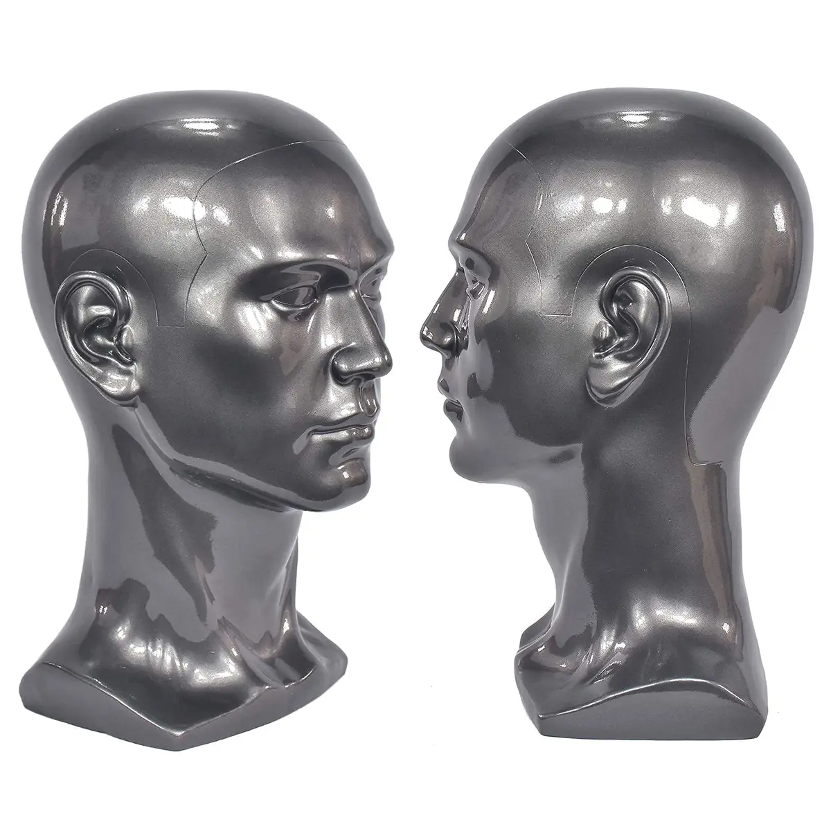 FanLin Male Mannequin Head for Display Wigs Hats Accessories | 30cm Height, 51cm Circumference, Bright Gray - view 7