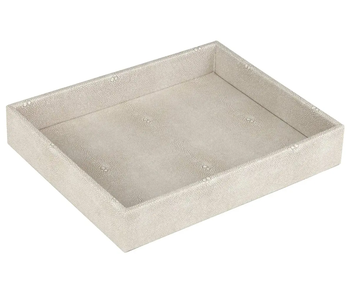 HofferRuffer Elegant Desktop Organizer Tray 25.9cm (10.2") | Faux Leather Shagreen Vanity Holder - view 6