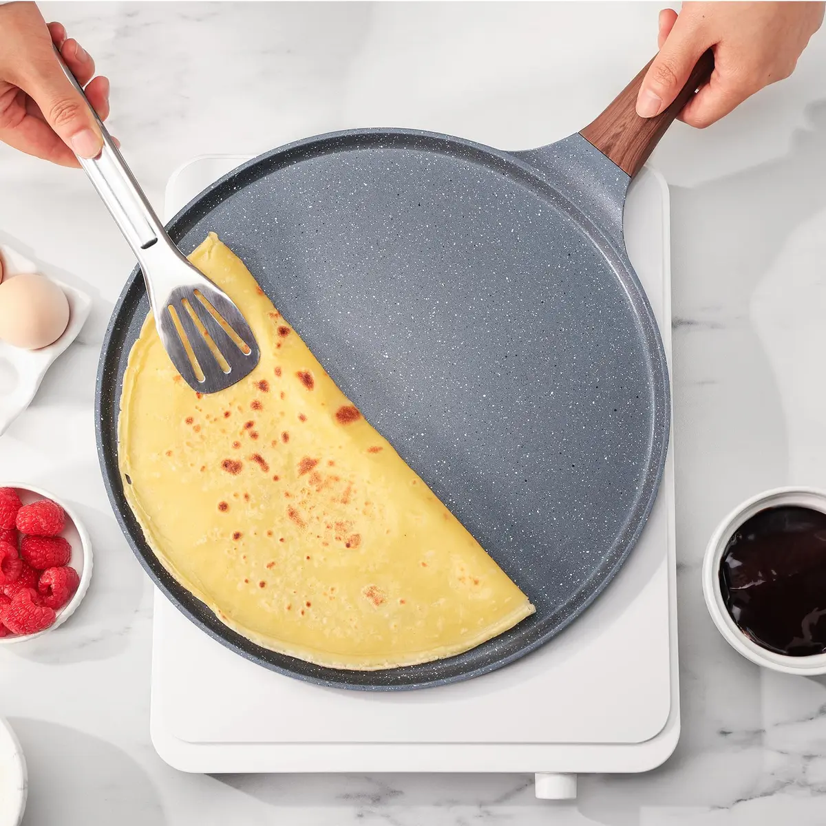 SENSARTE 25 cm (10 Inch) Nonstick Crepe Pan Granite Coating Pancake Pan Gray | Induction Compatible Flat Skillet - view 7