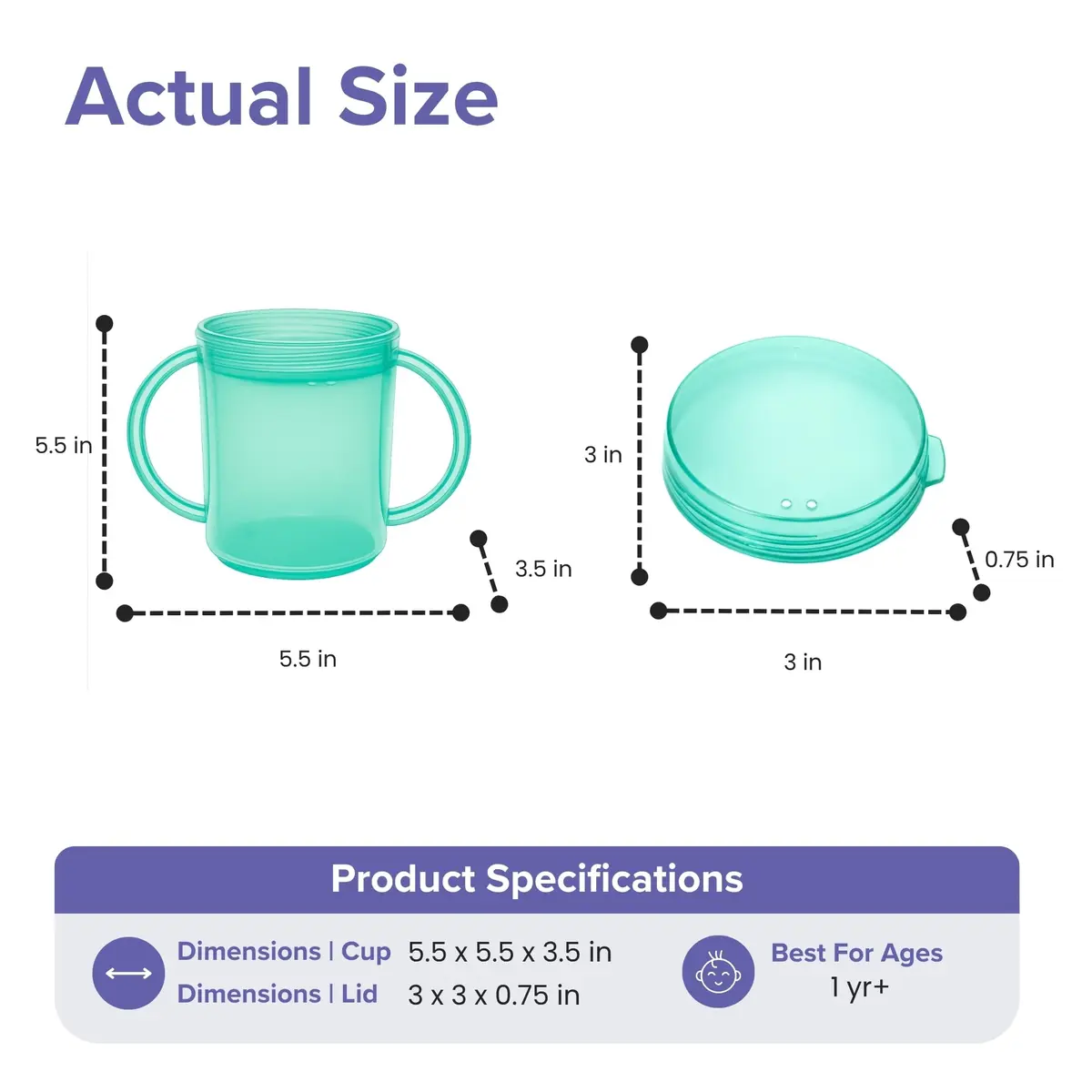 TalkTools Recessed Lid Cup with Handles Green 53ml (1.76 Fl Oz) | Promotes Oral Motor Skills & Lip Closure - view 4