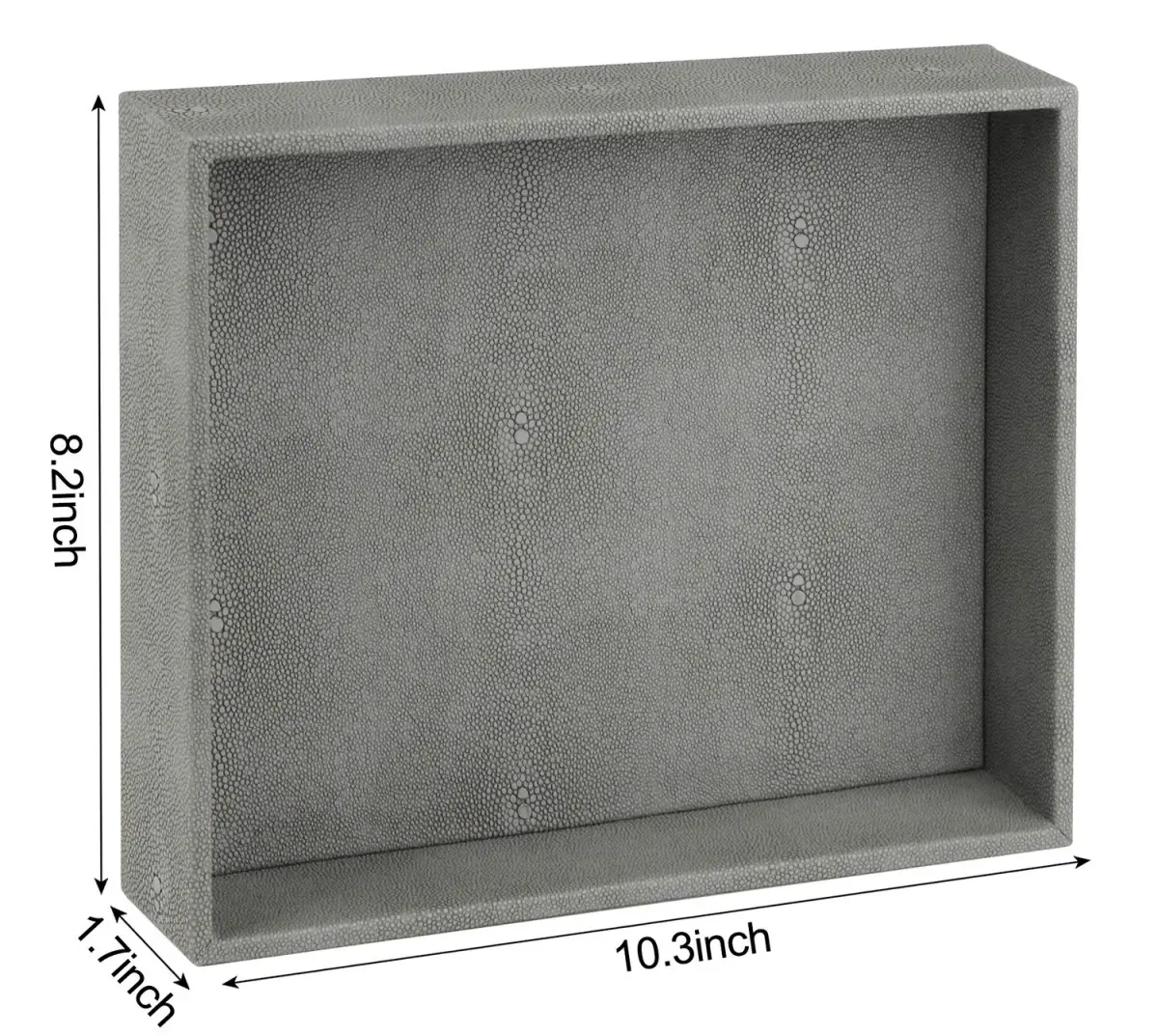 HofferRuffer Decorative Desktop Organizer Tray, Dark Grey Faux Leather Shagreen, 25.9cm x 21.3cm x 4.6cm (10.2" x 8.4" x 1.8") | Multipurpose Organizer for Home & Office - view 7