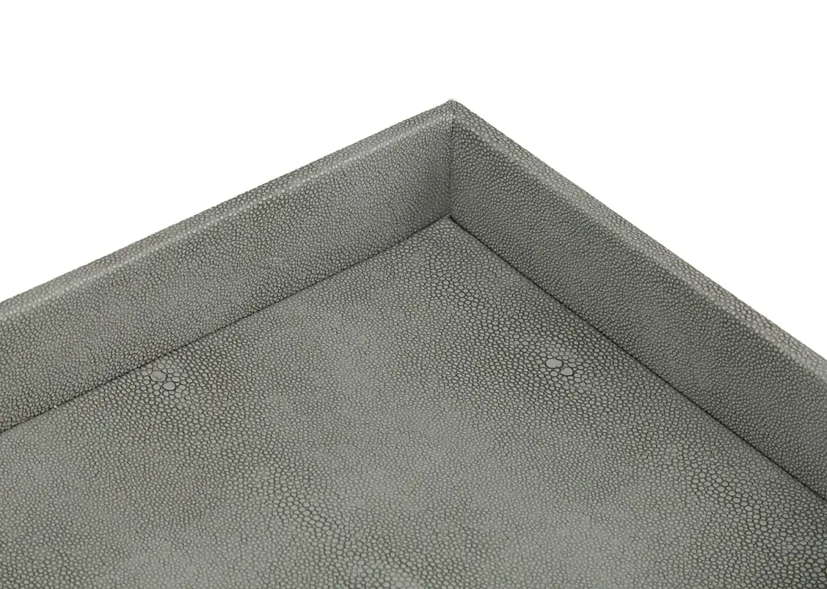 HofferRuffer Decorative Desktop Organizer Tray, Dark Grey Faux Leather Shagreen, 25.9cm x 21.3cm x 4.6cm (10.2" x 8.4" x 1.8") | Multipurpose Organizer for Home & Office - view 8