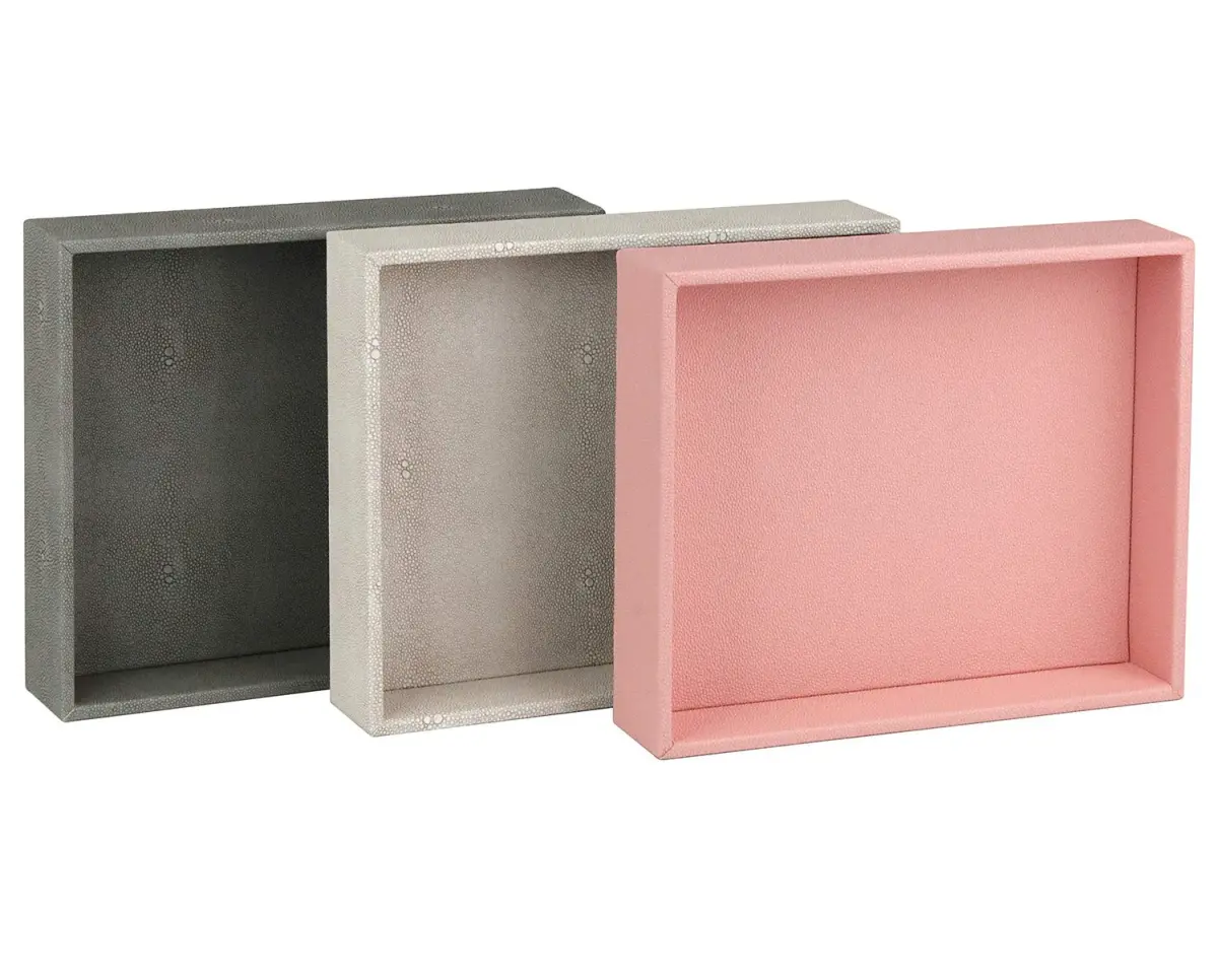 HofferRuffer Decorative Desktop Organizer Tray, Dark Grey Faux Leather Shagreen, 25.9cm x 21.3cm x 4.6cm (10.2" x 8.4" x 1.8") | Multipurpose Organizer for Home & Office - view 9