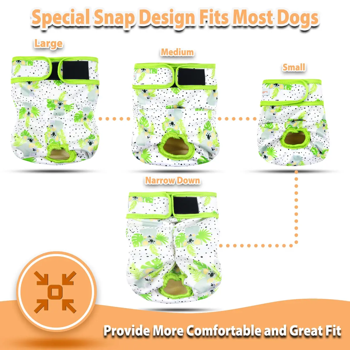 Langsprit Female Dog Diapers for Doggie Puppy Large | Leak-Free & Washable (70-120 chars) - view 5