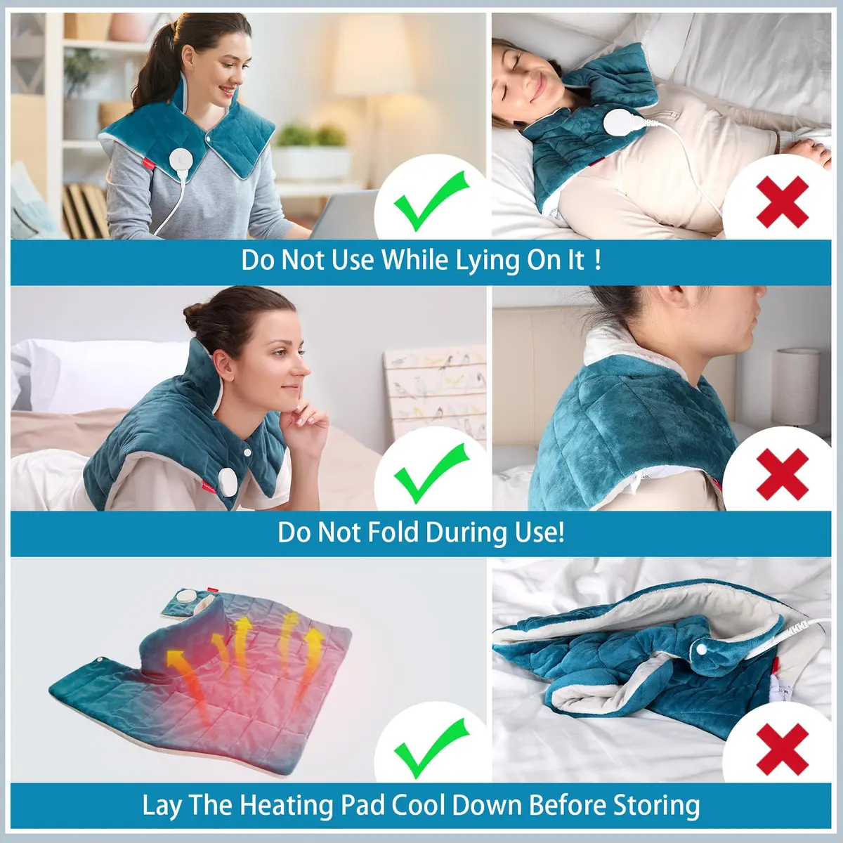 Comfytemp Weighted Heating Pad for Neck Shoulders Back 2.6lb 500g (19"x23") | Fast Heating with 9 Levels & 11 Timers - view 6