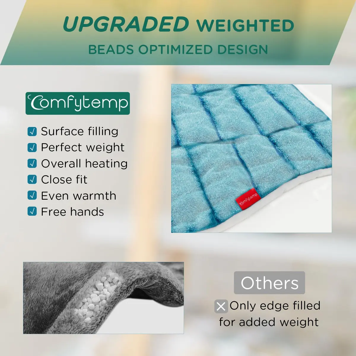 Comfytemp Weighted Heating Pad for Neck Shoulders Back 2.6lb 500g (19"x23") | Fast Heating with 9 Levels & 11 Timers - view 3