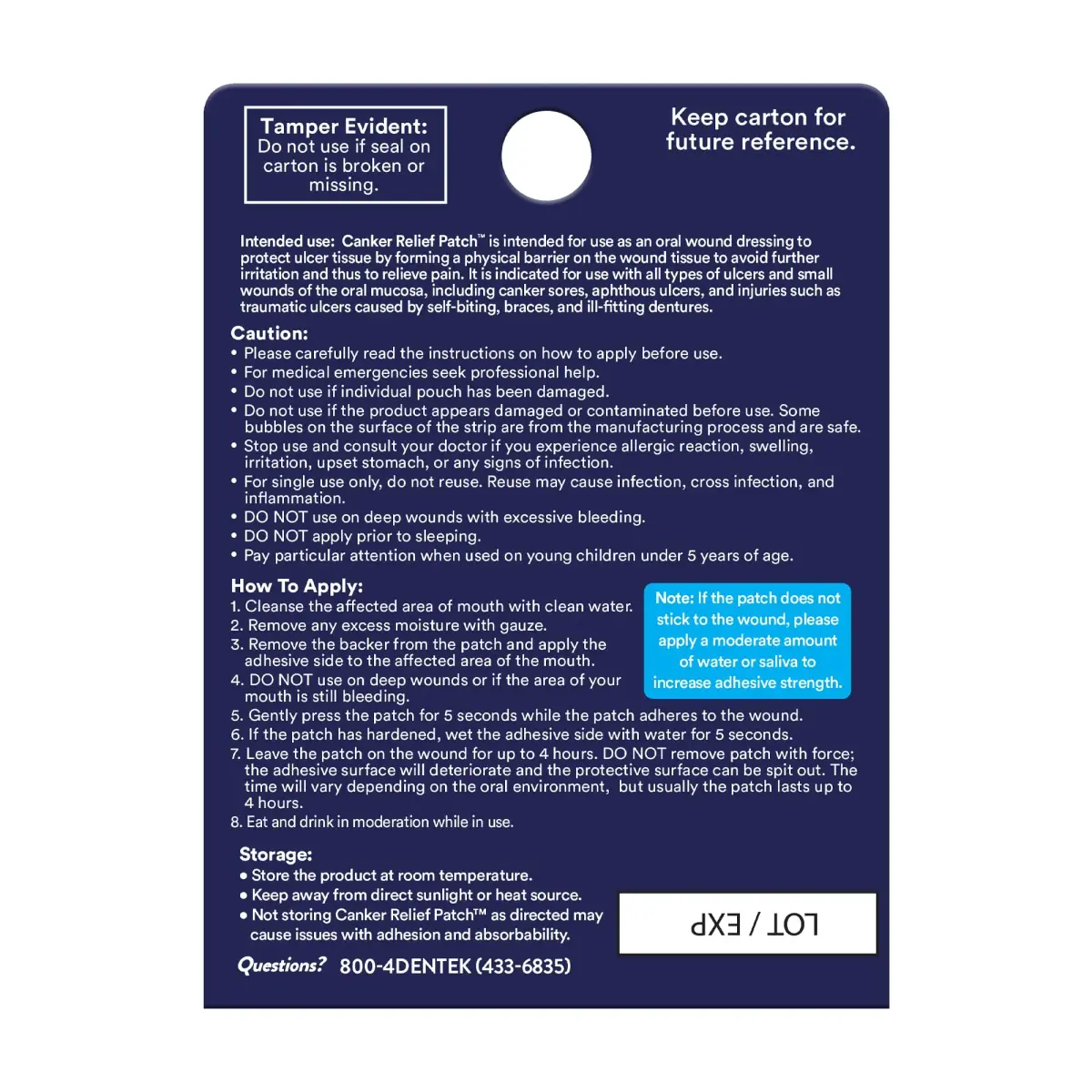 DenTek Canker Sore Relief Patches 6 Count | Clinically Tested Pain Relief for Mouth Sores - view 6