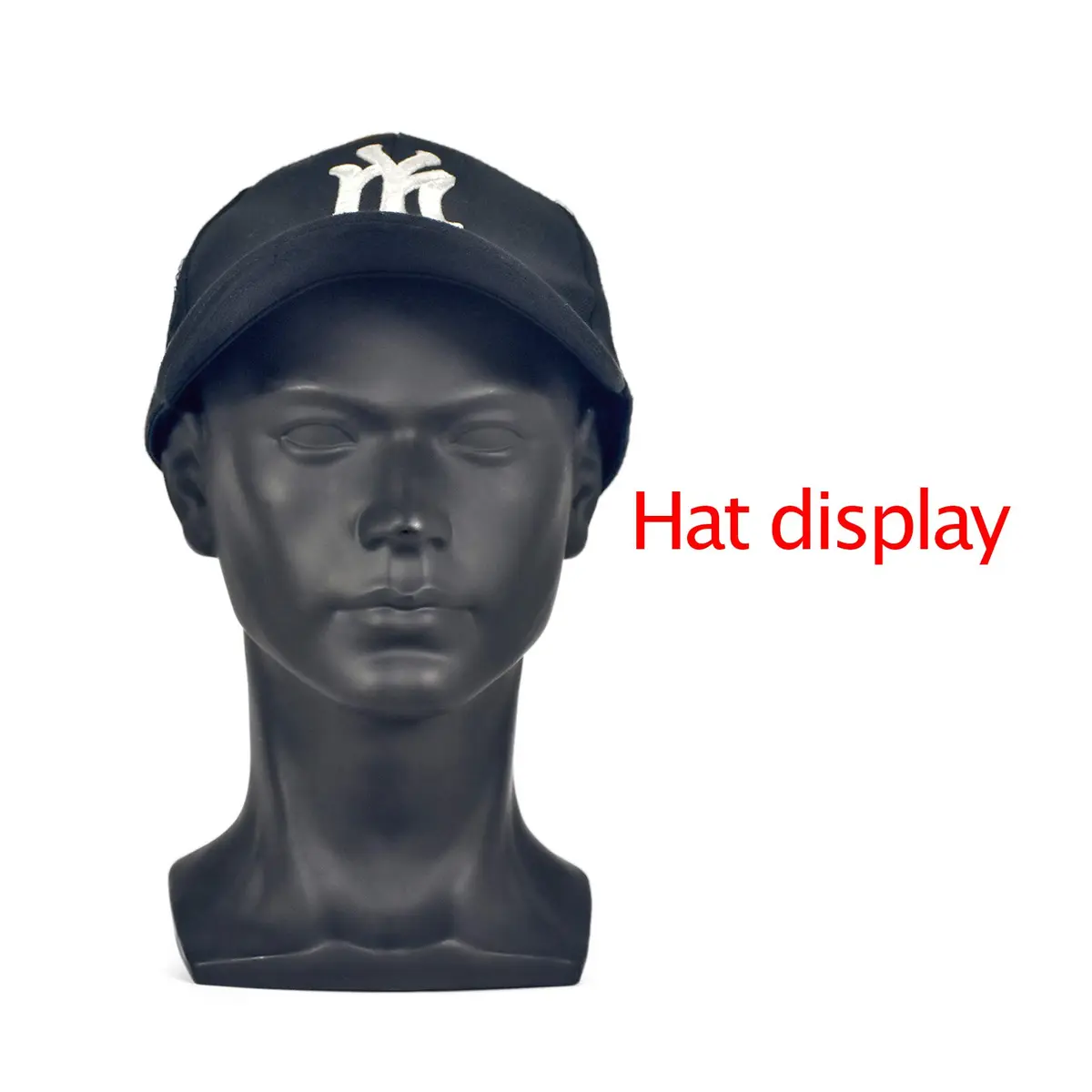 FanLin Male Mannequin Head for Display, 30cm Height, Matte-Black PVC, Professional Wig & Hat Stand - view 5