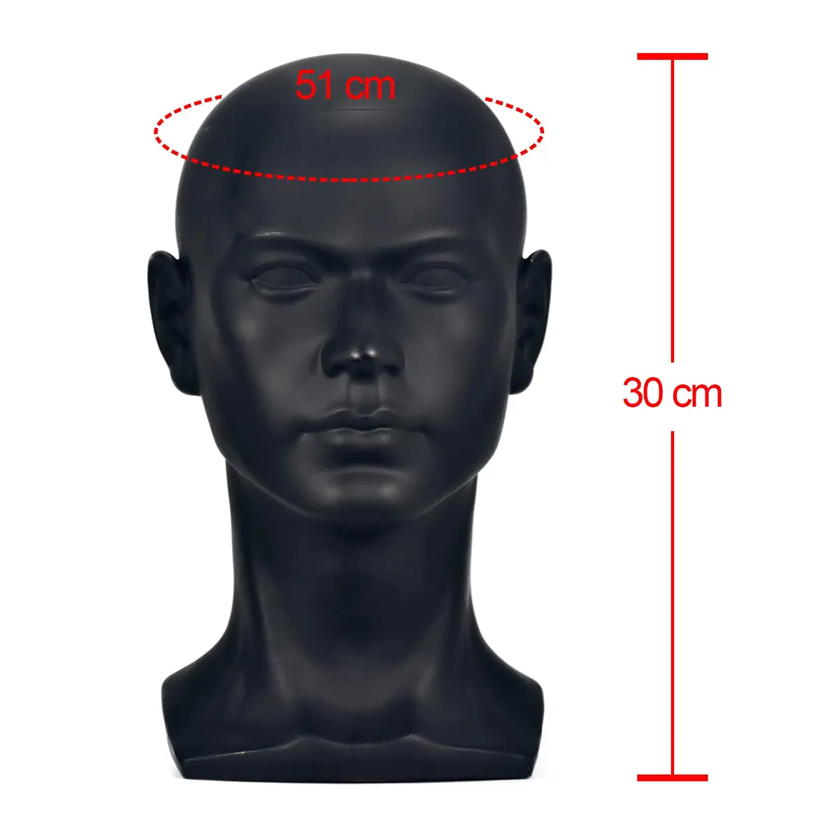 FanLin Male Mannequin Head for Display, 30cm Height, Matte-Black PVC, Professional Wig & Hat Stand - view 6