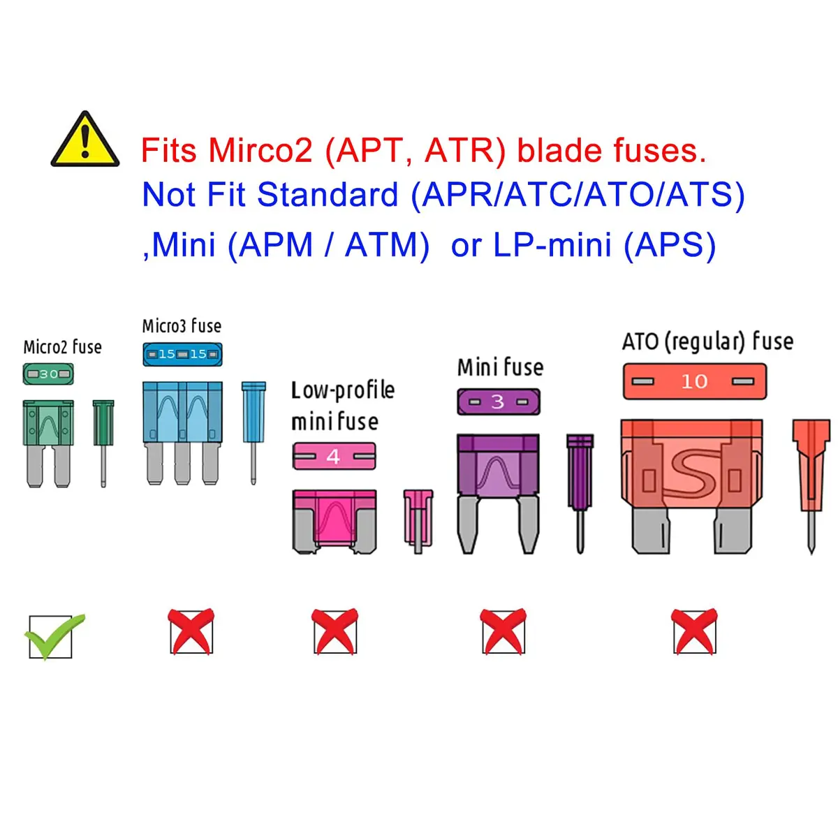 MuHize Micro2 Blade Fuse Kit 70 Pcs 5A-30A | Automotive Circuit Protection Assortment - view 7