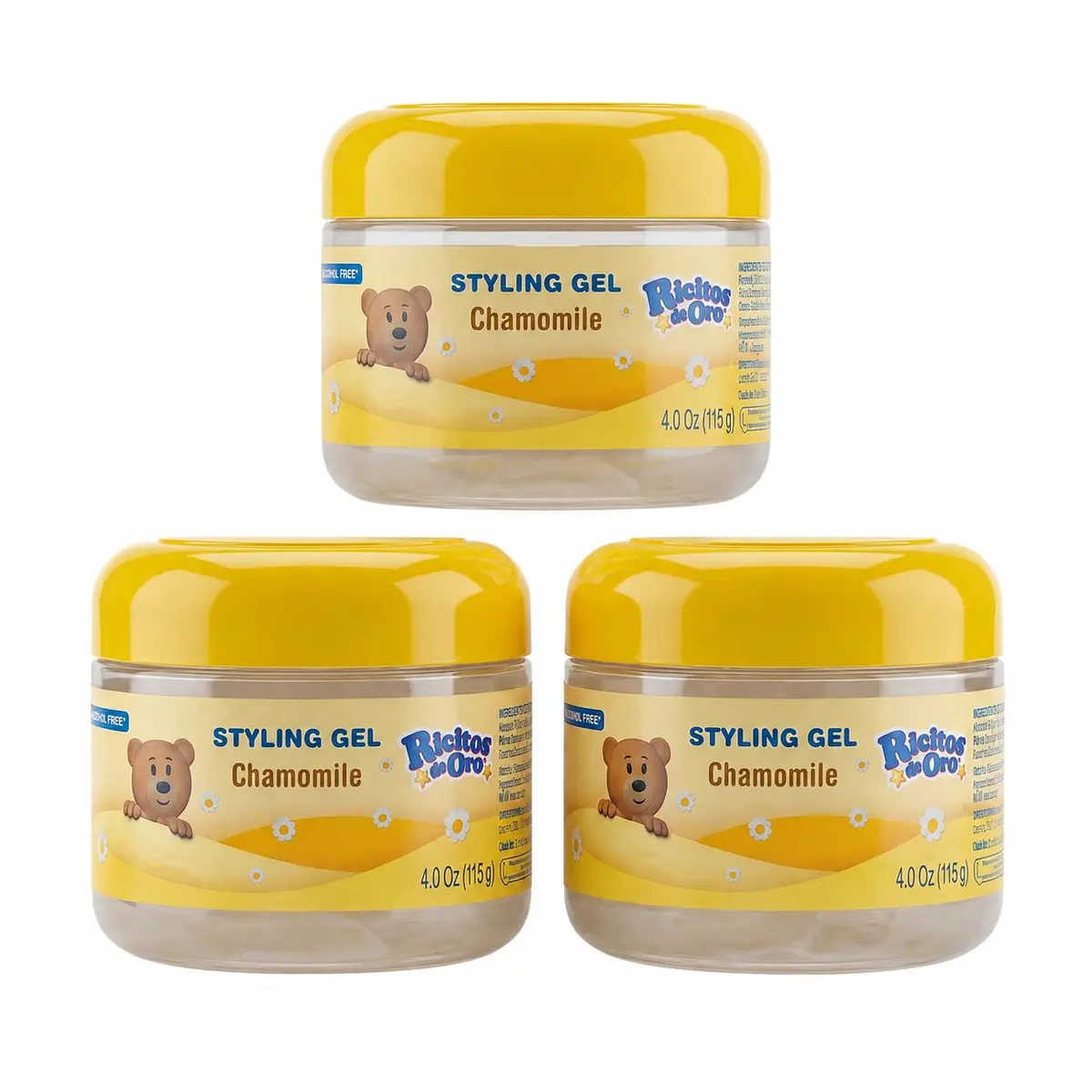 Ricitos de Oro Chamomile Hair Gel, 4.05 oz, 3-Pack | Gentle, Natural Hold for Kids - main product image