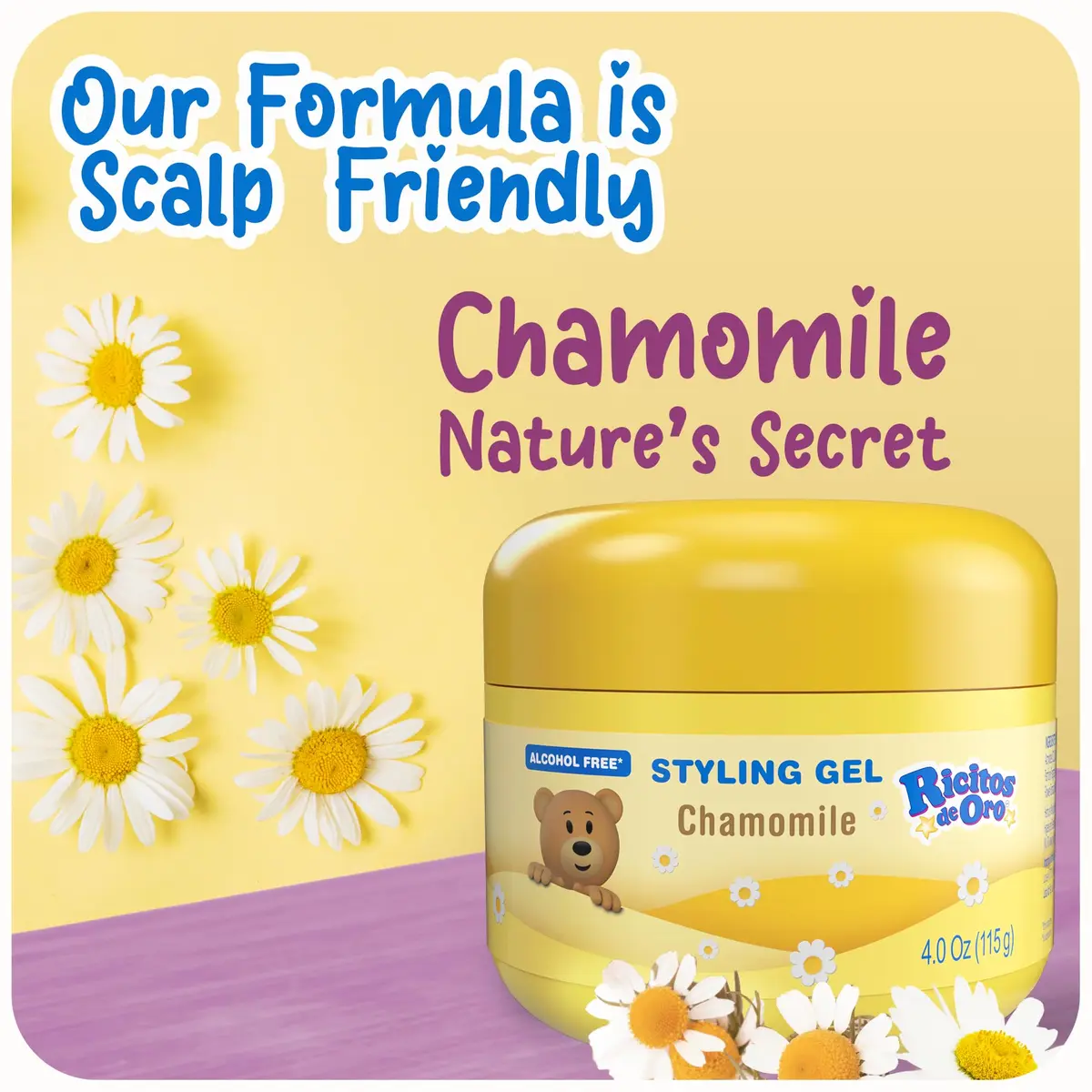 Ricitos de Oro Chamomile Hair Gel, 4.05 oz, 3-Pack | Gentle, Natural Hold for Kids - view 4