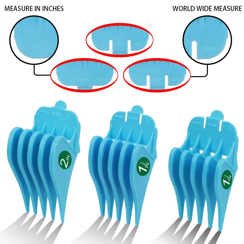 CR8GR8 Blue Hair Clipper Guides, 1.25" 1.5" 2" | Mega No.16 No.12 No.10 for Wahl Clippers - view 2