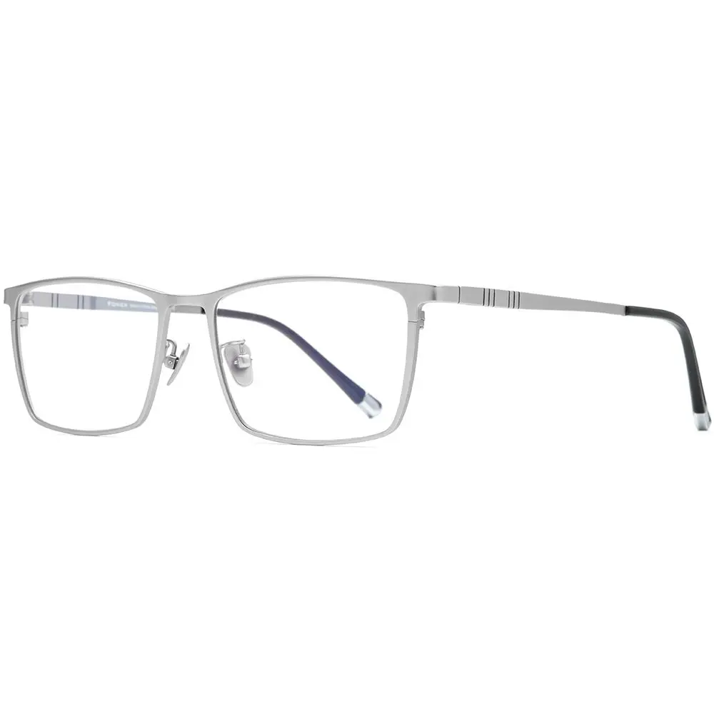 FONEX Titanium Square Eyeglass Frames for Men, 67mm Lens Width (F85641 Silver) - view 5