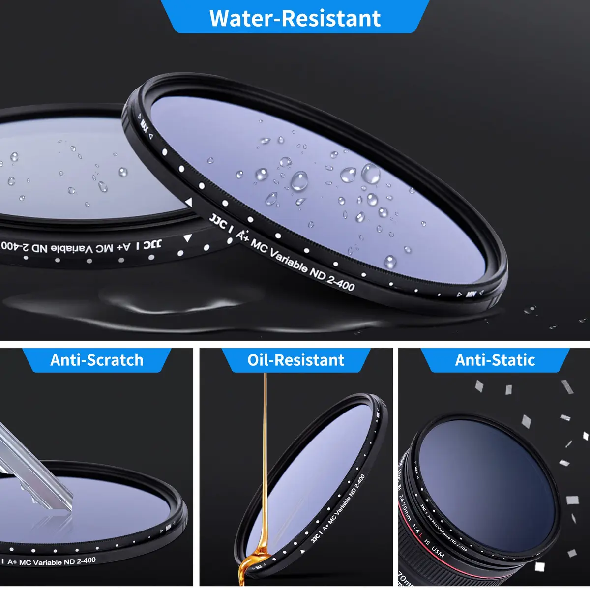JJC 58mm Variable Neutral Density Filter ND2 to ND400 | Slim Fader ND for Canon & More - view 5