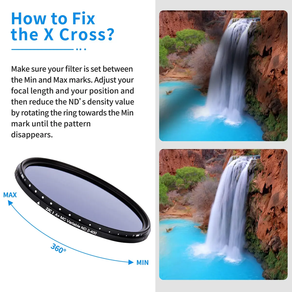 JJC 58mm Variable Neutral Density Filter ND2 to ND400 | Slim Fader ND for Canon & More - view 8