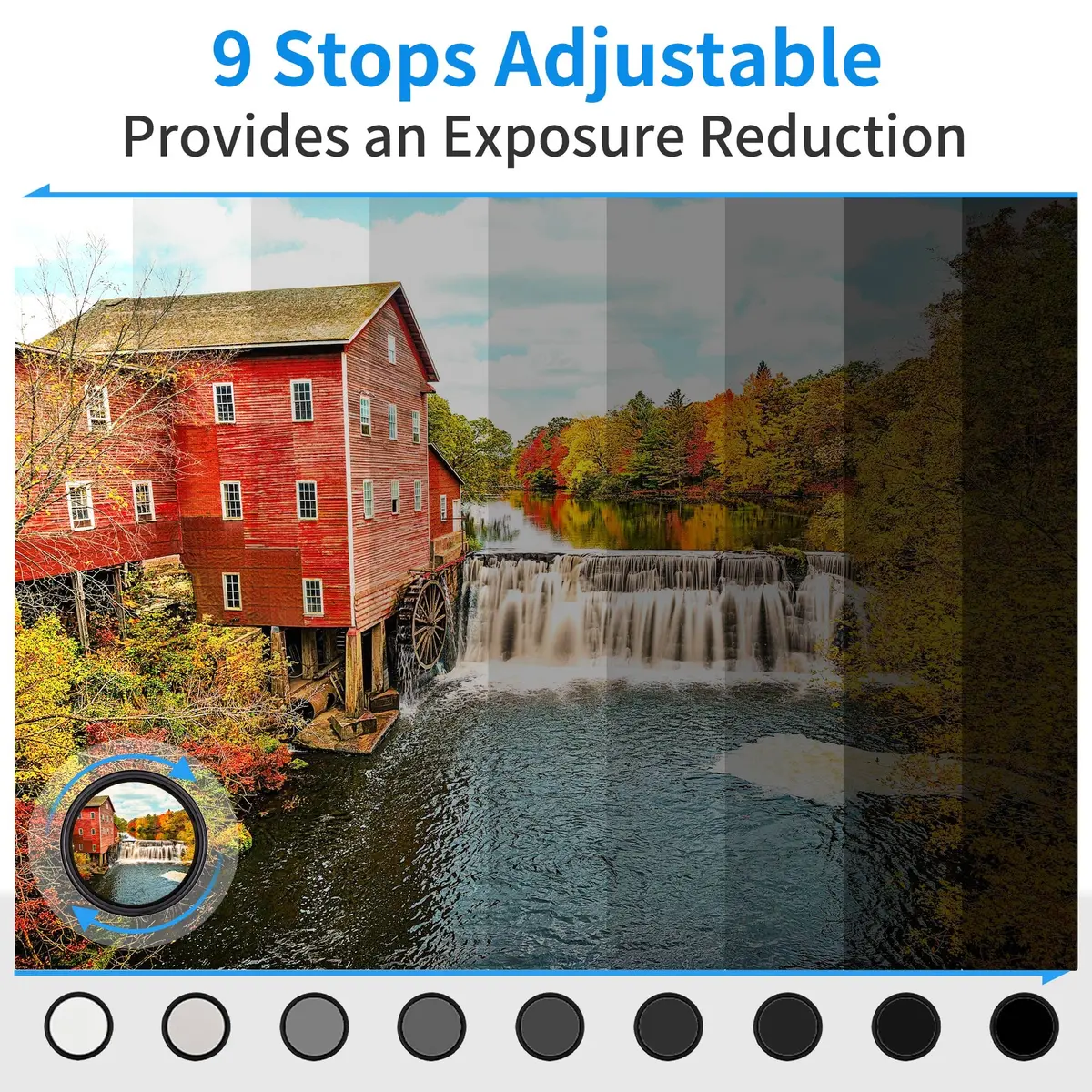 JJC 58mm Variable Neutral Density Filter ND2 to ND400 | Slim Fader ND for Canon & More - view 3