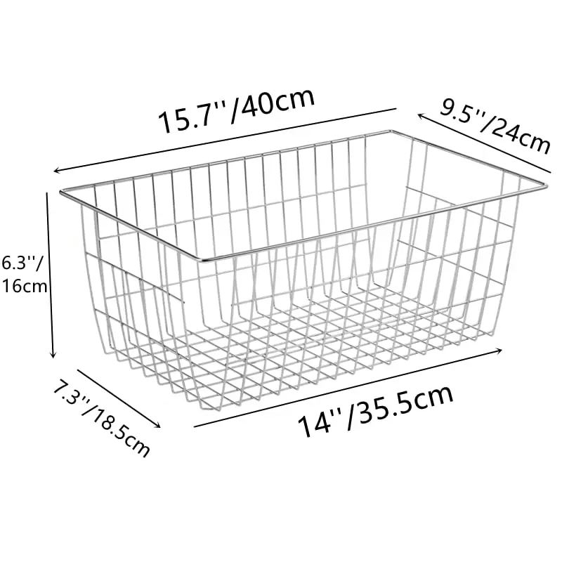 Slideep Farmhouse Wire Baskets 15.7"L x 9.5"W x 6.3"H | Rustic Kitchen & Pantry Organizer - view 7