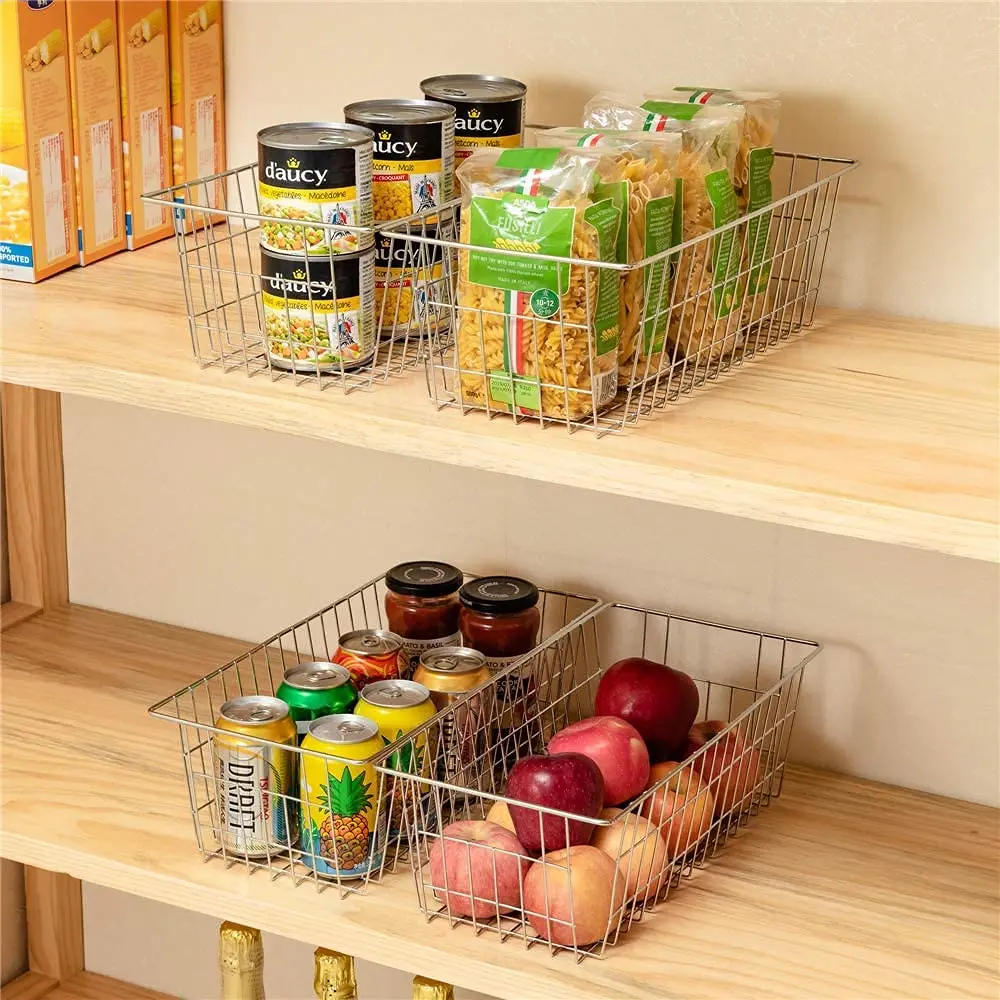 Slideep Farmhouse Wire Baskets 15.7"L x 9.5"W x 6.3"H | Rustic Kitchen & Pantry Organizer - view 2
