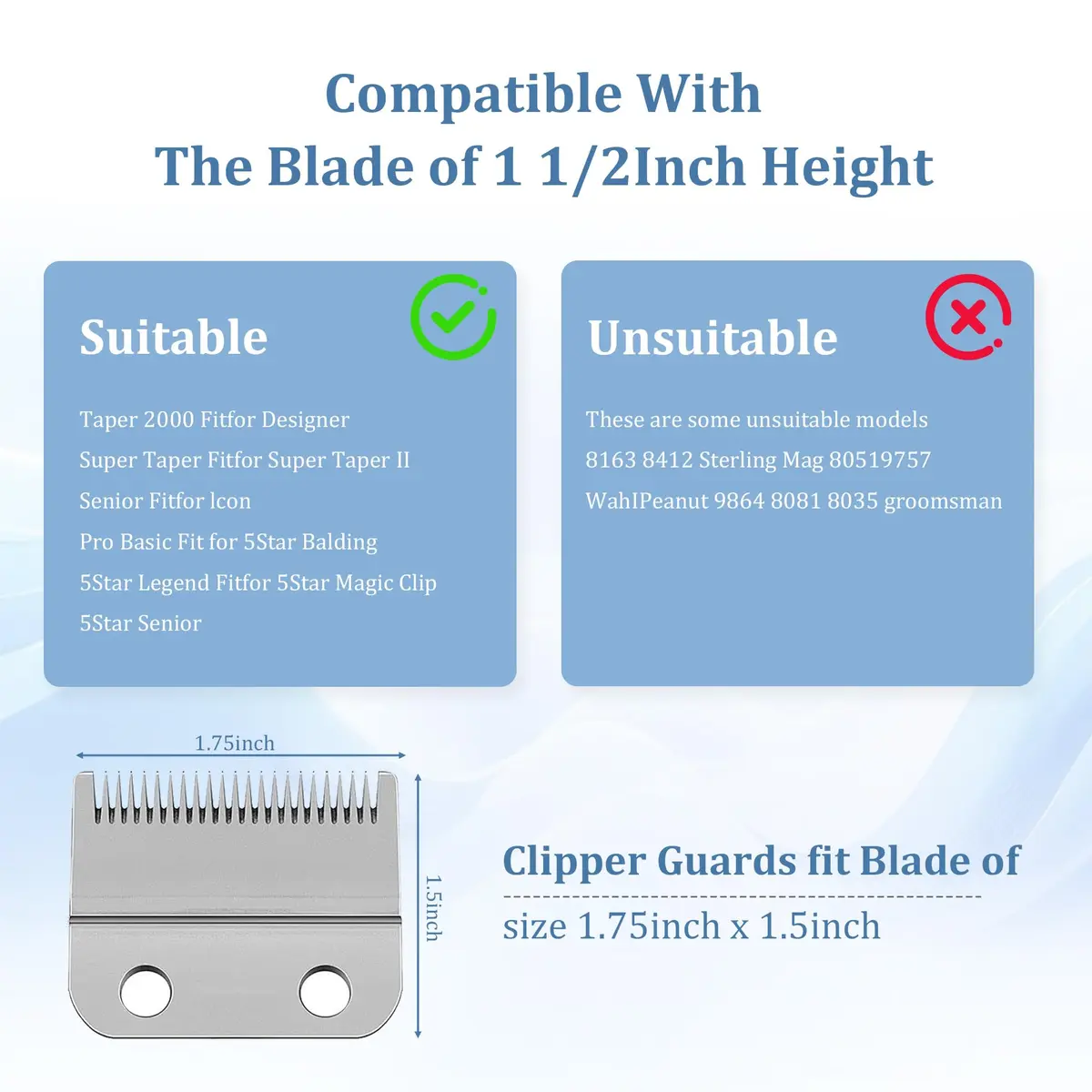 CR8GR8 Hair Clipper Guards, 3 Count | Fits Wahl Clippers, 2 Inch Long Style, Gray - view 8