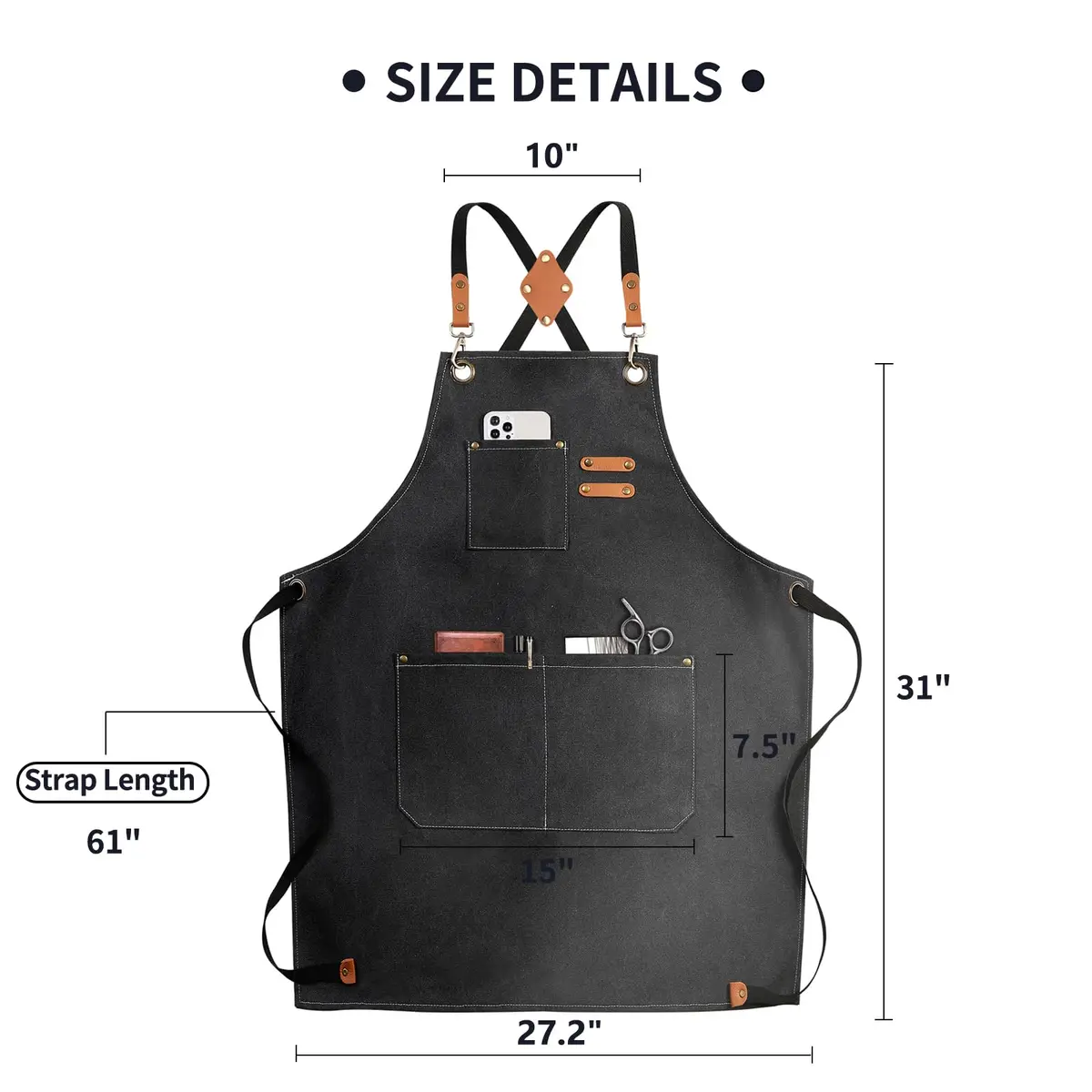 ZOMAO Cross Back Chef Apron 100% Cotton | Durable & Adjustable for Men & Women - view 6
