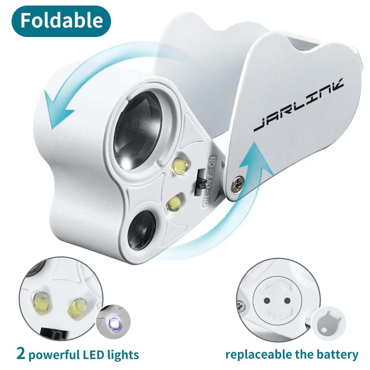 JARLINK 2 Pack Illuminated Jewelers Loupe Set | 30X 60X 90X Magnifications with LED & UV Light - view 2