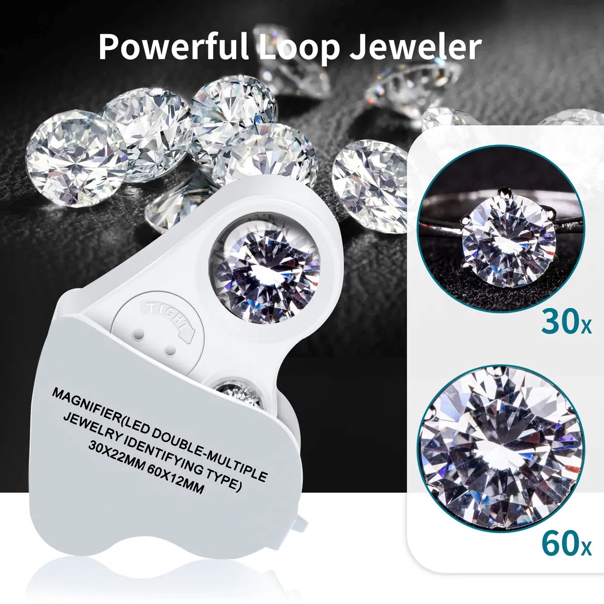 JARLINK 2 Pack Illuminated Jewelers Loupe Set | 30X 60X 90X Magnifications with LED & UV Light - view 3